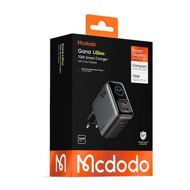 СЗУ MCDODO CH-4190 Smart Charger with Color Display 70W 2C1A / Мережеві ЗУ + №12350