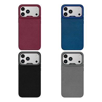 Kajsa Genuine Leather Togo Litchi Pattern Case iPhone 17 Pro/18 Pro / apple-iphone-iphone 18 pro + №12526
