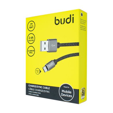 M8J206M09-BLK - USB-кабель Budi Micro USB to USB Charge/Sync 3м / Кабели / Переходники budi + №3088