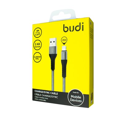 M8J197L - USB-кабель Budi Lightning to USB Charge/Sync 2м / Кабели / Переходники budi + №3103