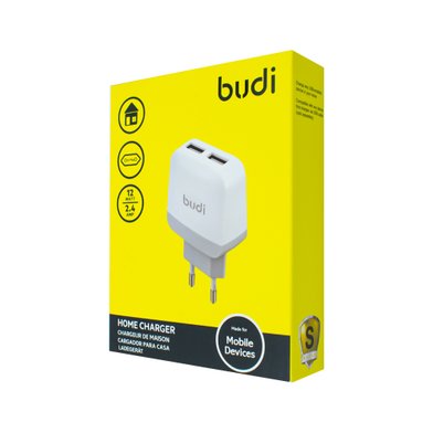 M8J940E (AC940)EW - Home Charger Budi 2 USB 2.4A top slots / Зарядные устройства budi + №3043