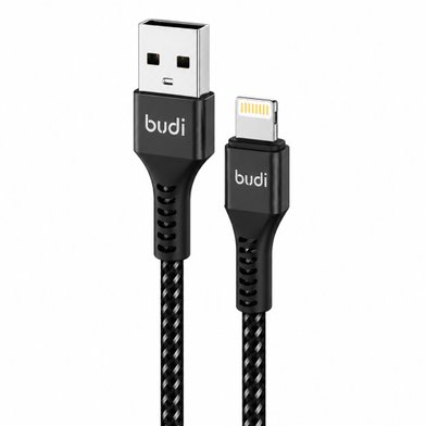 M8J210L - USB-кабель Budi Lightning in cloth 1m, 2.4A Faster, Aluminum shell / Нові надходження + №6828