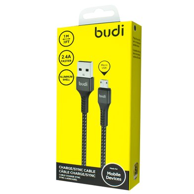 M8J210M (DC210M1B) - USB-кабель Budi Micro in cloth 1m, 2.4A Faster, Aluminum shell / Нові надходження + №6829