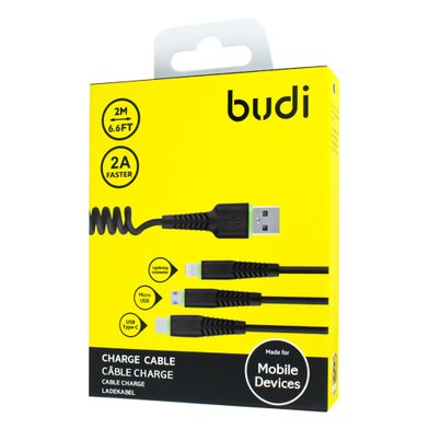 M8J150T3S - 3in1 Charge Sync Faster Cable 2m 2A / Кабели / Переходники budi + №3741