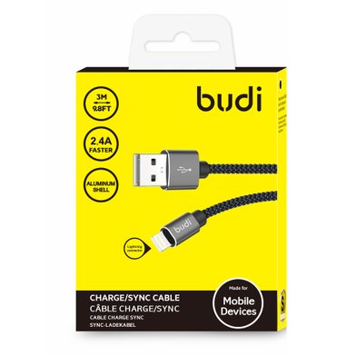 DC206TL30B Budi USB-C to Lightning Cable Charge/Sync 3м / Кабели / Переходники budi + №7490