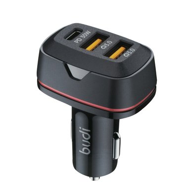 CC616TB - Budi Car Charger 48W Dual QC3.0 and USB-C PD / Всё для автомобилей budi + №7610