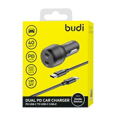 CC108RTTB - Budi Dual PD Car Charger 40w + Cable PD USB-C to USB-C / Всё для автомобилей budi + №7613