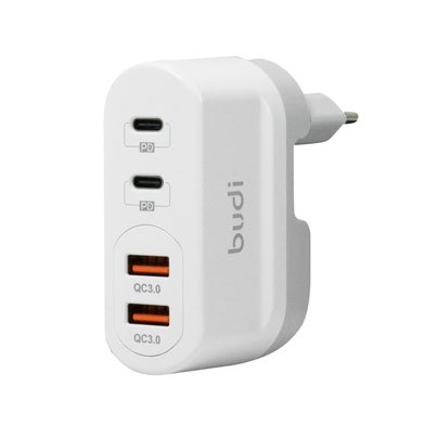 AC326TQEW - Budi Wall Charger 40W Dual USB QC and Dual USB-C PD / Зарядные устройства budi + №7618