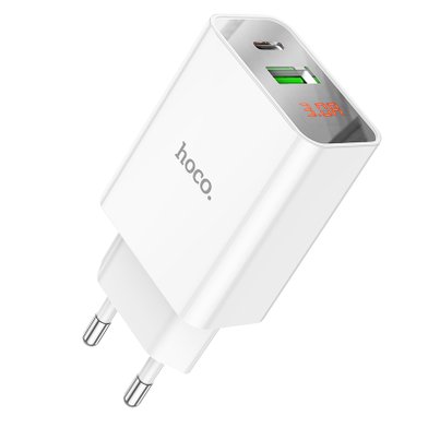 СЗУ Hoco C100A PD20W+QC3.0 charger with digital display (EU) / Hoco + №8689
