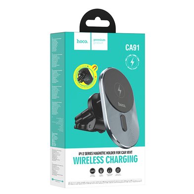 Автодержатель с беспроводной зарядкой Hoco CA91 Magic magnetic wireless fast charging car holder / Всё для автомобилей hoco + №8721