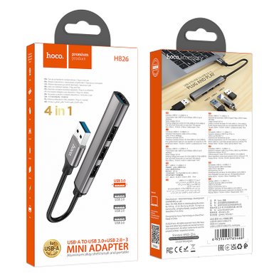 Адаптер Hoco HB26 4 in 1 adapter(USB to USB3.0+USB2.0*3) / Кабели / Переходники hoco + №8750