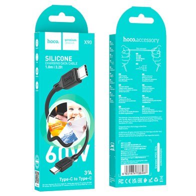 Кабель Hoco X90 Cool 60W silicone charging data cable for Type-C to Type-C / Hoco + №8884