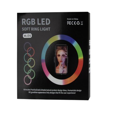 Кольцевая лампа Ring Light RGB LED MJ-36 36см / Освітлення + №8948