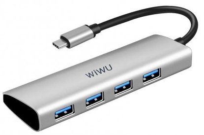 WIWU Переходник A440 Pro 4 in 1 (USB-C to 4xUSB3.0) Hub докстанция Alpha / Кабели / Переходники wiwu + №9038