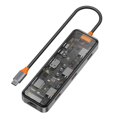 WIWU Адаптер CB008 Cyber HUB 8 in 1 USB-C to USB3 x 2 / USB2 / Type-C / HDMI / SD / Micro SD / RG45 / Кабели / Переходники wiwu + №9040
