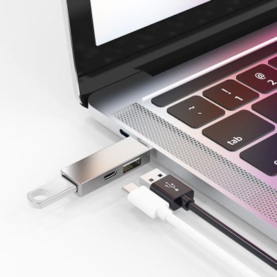 WIWU Переходник T02 Pro (Type-C to USB-A 3.0 | USB-A 2.0 | USB-C) / Кабели / Переходники wiwu + №9047