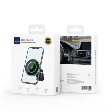 WIWU Автодержатель с беспроводной зарядкой CH-308 Liberator Magnetic Wireless Charger 15W / Всё для автомобилей wiwu + №9075
