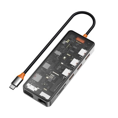 WIWU Адаптер CB011 11 в 1 Cyber USB-C to USB3.0, SD/TF, HDMI, RJ45, VGA, PD + 3.5mm / Кабели / Переходники wiwu + №9102