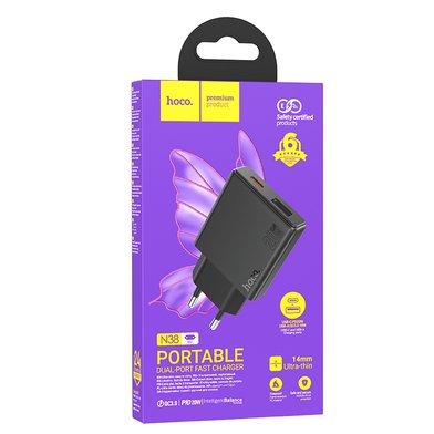 СЗУ Hoco N38 Delgado dual port PD20W+QC3.0 charger / Зарядные устройства hoco + №9457