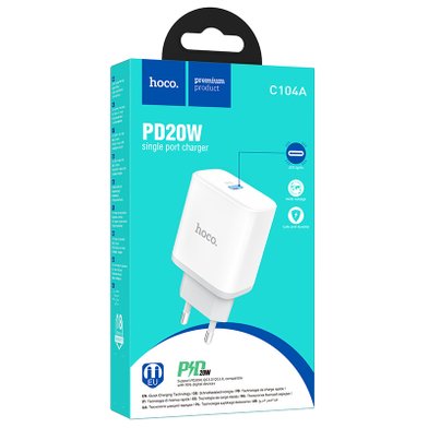 СЗУ Hoco C104A Stage single port PD20W charger(EU) / Зарядные устройства hoco + №9490