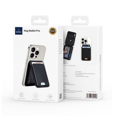 WIWU Визитница MW-003 Magsafe Compatible Leather Card Holder with Stand / Додаткові аксесуари + №9742