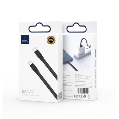 WIWU Кабель Wi-C004 C-C Bravo Series Fast Charging USB C to USB C 60W / Кабели / Переходники wiwu + №9753