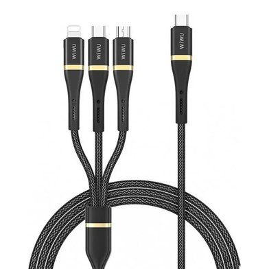 Wiwu Кабель WI-C023 Vigor Series 3in1 Type-C Lightning Micro Reel Data and Charging Cable 100W / Кабели / Переходники wiwu + №9778