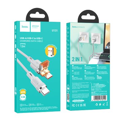 Кабель Hoco U131 Afortunado 2-in-1 charging data cable USB/Type-C to Type-C / Кабели / Переходники + №9818