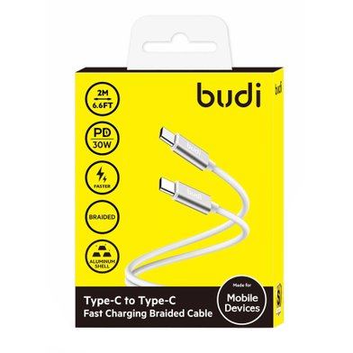 DC103TT20W - USB-кабель Budi Type-C to Type-C Fast Charging Braided Cable 2m / Кабели / Переходники budi + №9953