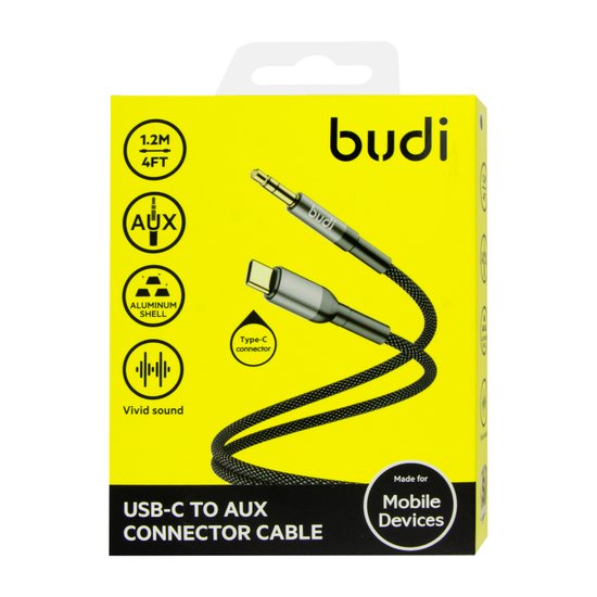 DC105B - AUX Cable Budi USB-C to 3.5 mm 11cm