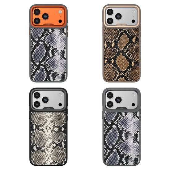 Kajsa Glamorous Collection Genuine Leather Snake Pattern Case iPhone 17 Pro Max