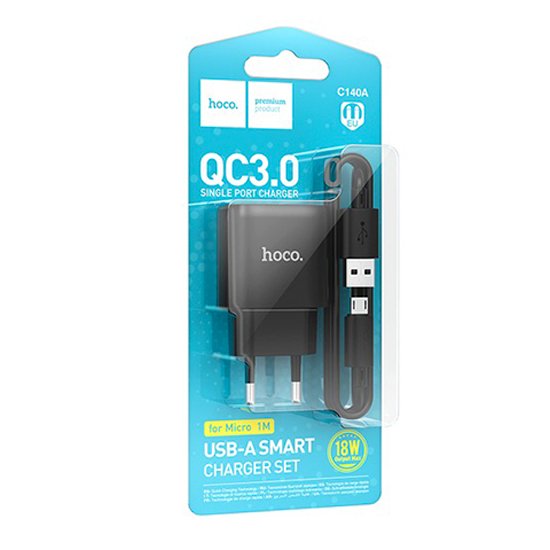 СЗУ Hoco C140A Smart QC3.0 charger set(Micro)(EU)
