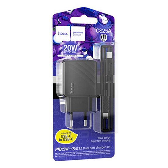 СЗУ Hoco CS25A Rico PD20W+QC3.0 charger set(C to C)(EU)