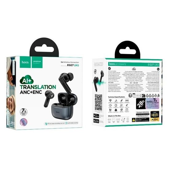 Наушники (вакуумные) TWS Hoco EQ27 Fun ANC+ENC with AI translation (App)