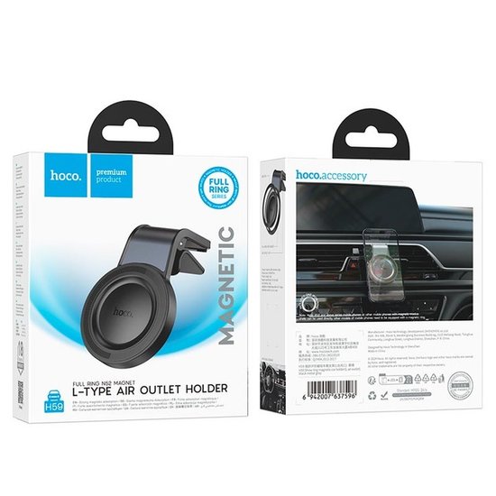 Автодержатель Hoco H59 Show ring magnetic (L air outlet)