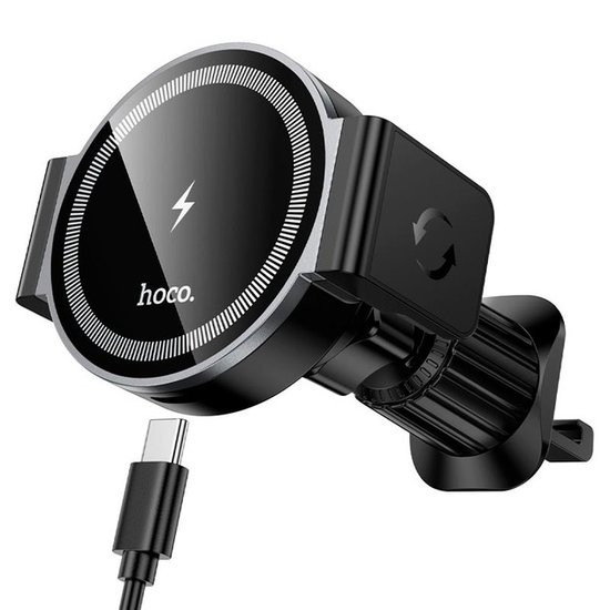 Автодержатель Hoco HW35 Power electric magnetic wireless fast charging (air outlet)