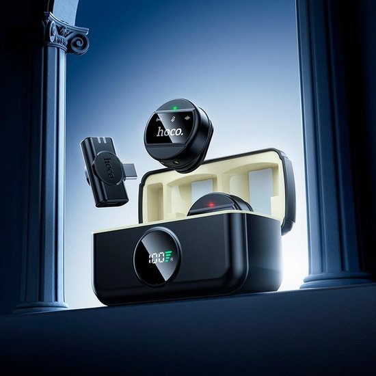 Микрофон-петличка Hoco L22 Bright wireless with case (iP/Type-C)