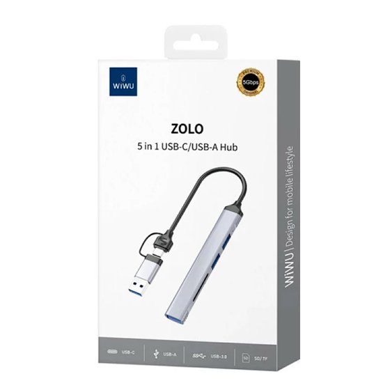 WIWU Адаптер Wi-HB003 ZOLO 5 in 1 USB-C/USB-A HUB