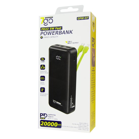 Power Bank 7GO GPW-07 PD22.5W 20000mAh