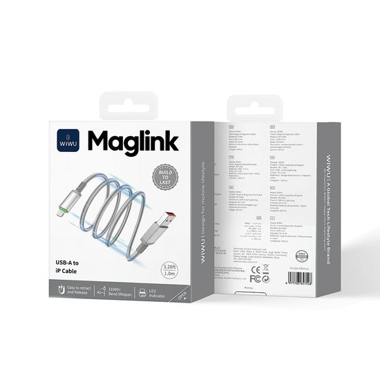 WIWU Кабель Wi-C081 12W Maglink Magnetic Cable USB A to Lighting