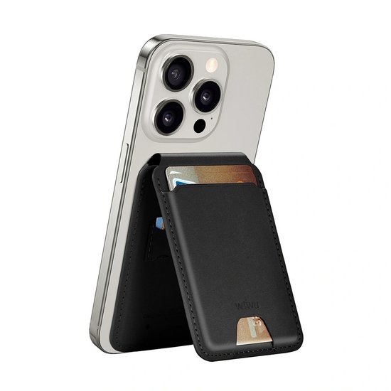 WIWU Визитница MW-005 Magsafe Compatible Leather Card Holder with Stand