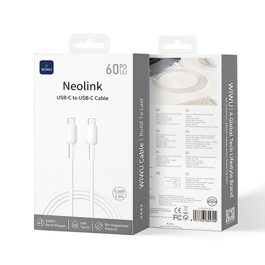 WIWU Кабель Wi-C063 Neolink Series Silicone Cable  C-C 60W 2m