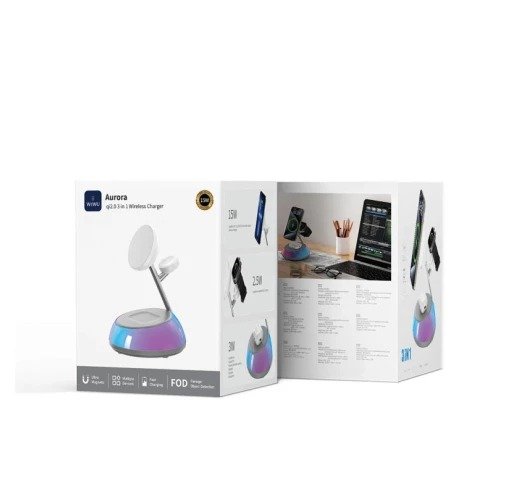 WiWU БЗУ Wi-W036 Aurora Qi2.0 3 in 1 Wireless Charger