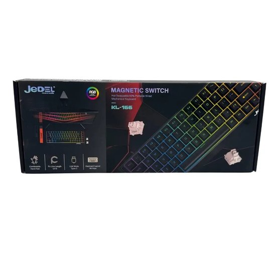 Клавіатура магнітна провідна JEDEL KL-166 68 keys RGB (pink switch)