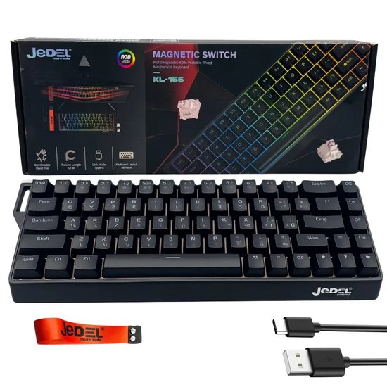 Клавіатура магнітна провідна JEDEL KL-166 68 keys RGB (pink switch)