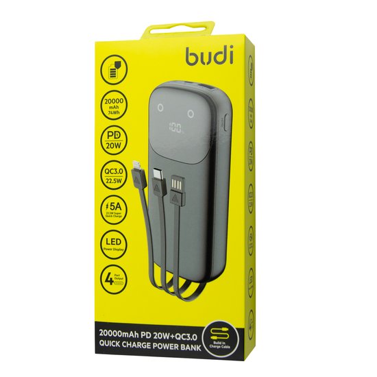 Power Bank Budi PB083B2  PD 20W + QC3.0,18W 20000 mAh
