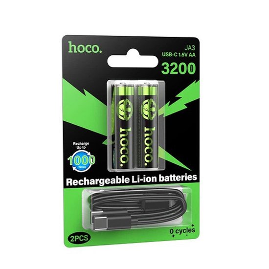 Аккумуляторные пальчиковые батарейки HOCO JA3(AA) 860mAh USB-C