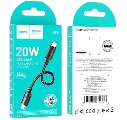 Кабель Hoco X96 Hyper PD charging data cable iP (L=0.25m)