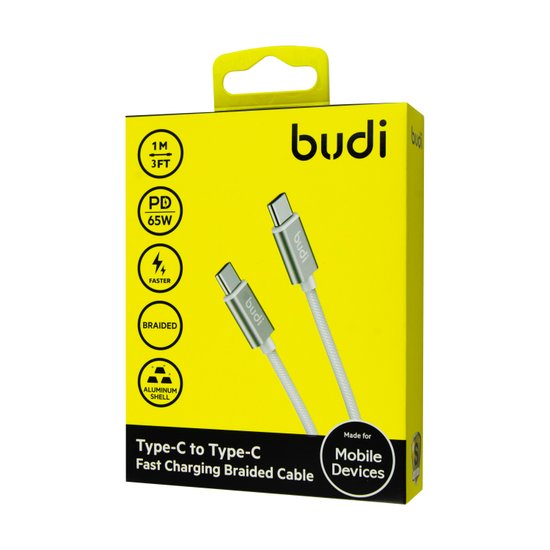 DC103TT30 - USB-кабель Budi Type-C to Type-C Fast Charging Braided Cable 3m