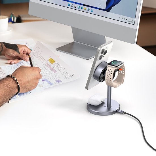 БЗУ MCDODO CH-2462 3 in 1 Magnetic Wireless Charging Stand with 33W charger